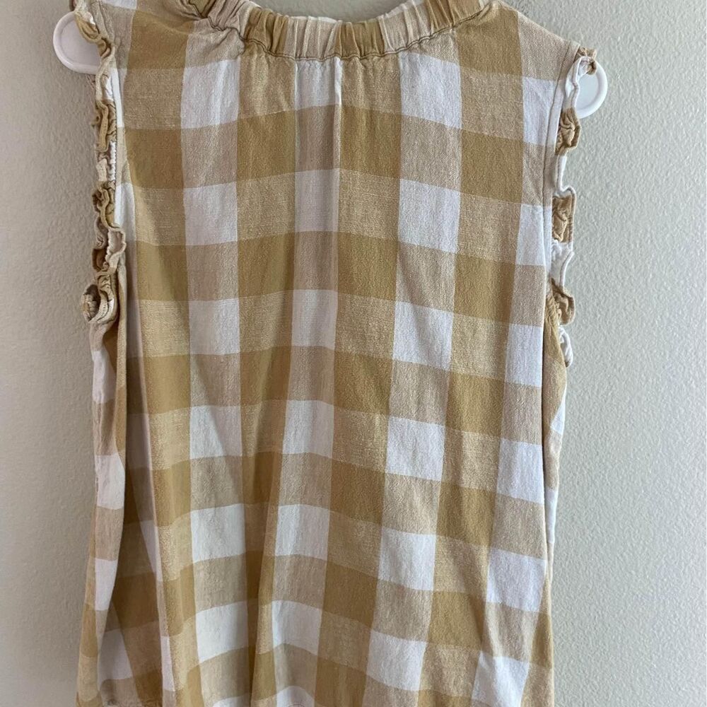 Who What Wear Gingham Tank Cream High Neck Sleeveless Top Blouse Medium